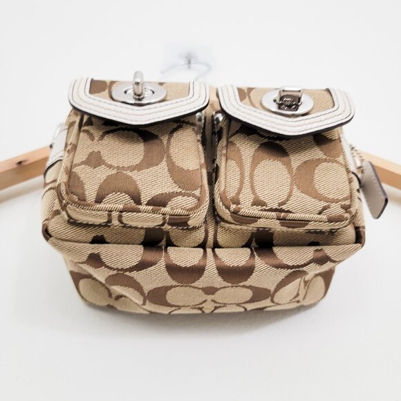 Coach Mini Double Turnlock Pocket Signature Monogram Bag - Picture 2 of 11